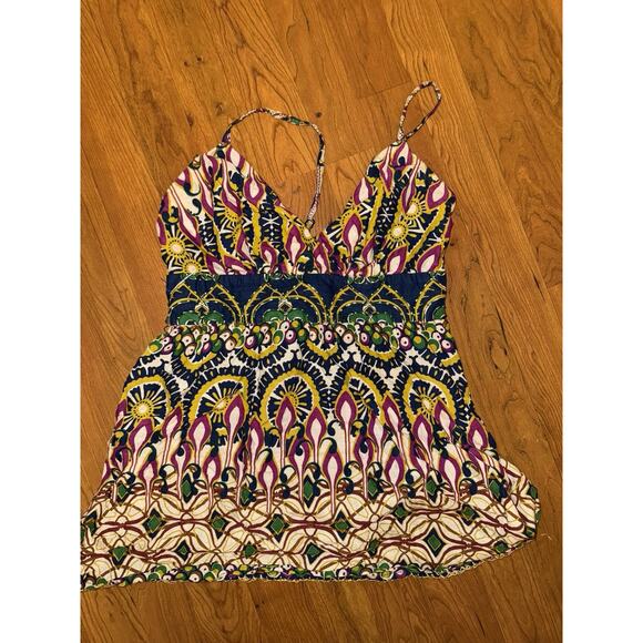 Envy Womens Multicolor Sleeveless Tank Colorful Beaded Medium Y2K Boho Hippie - Picture 1 of 3